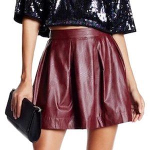 Honey Punch Faux leather pleated flared skirt